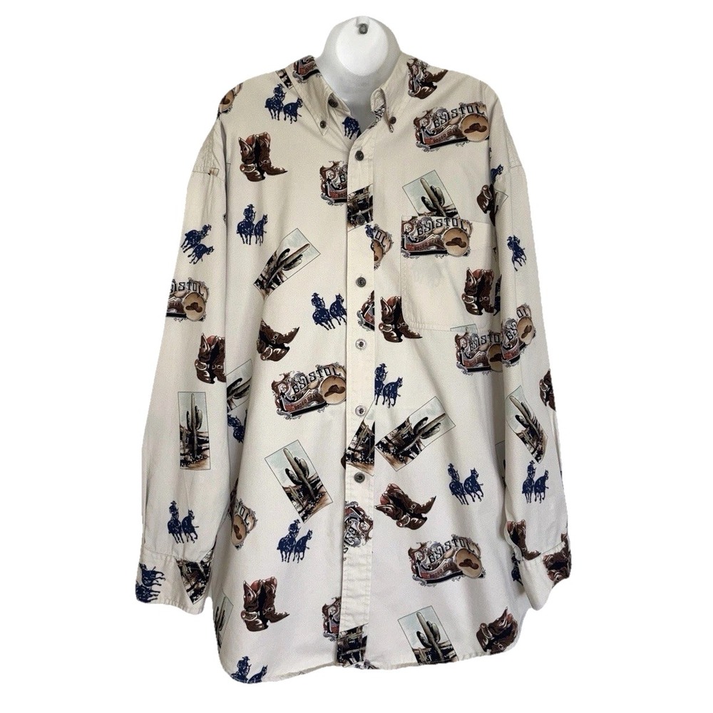 Vintage Resistol Rodeo Gear "Plains Drifter" Long Sleeve Western Shirt Men's L